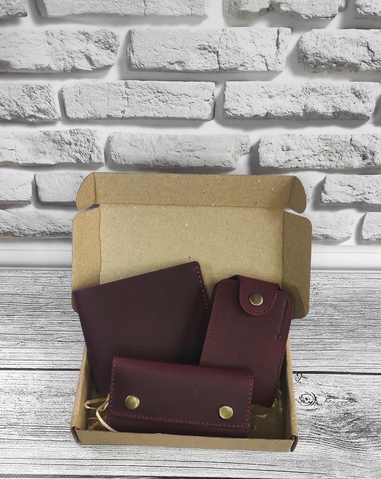 Подарунковий набір DNK Leather №14 (портмоне + картхолдер + Ключниця) фіолетовий